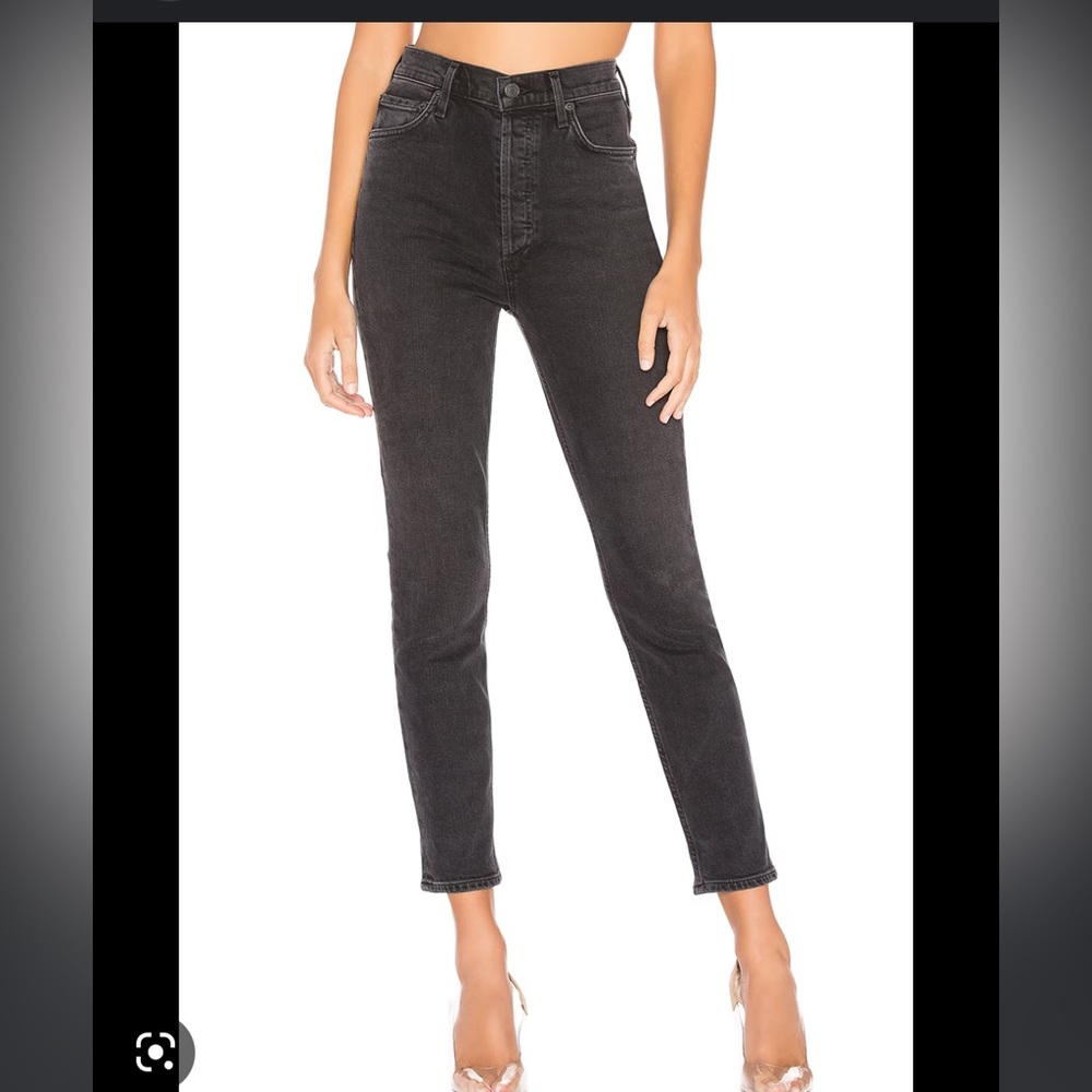 Agolde Nico High Rise Slim Jeans in Virtue (Black) Size 25